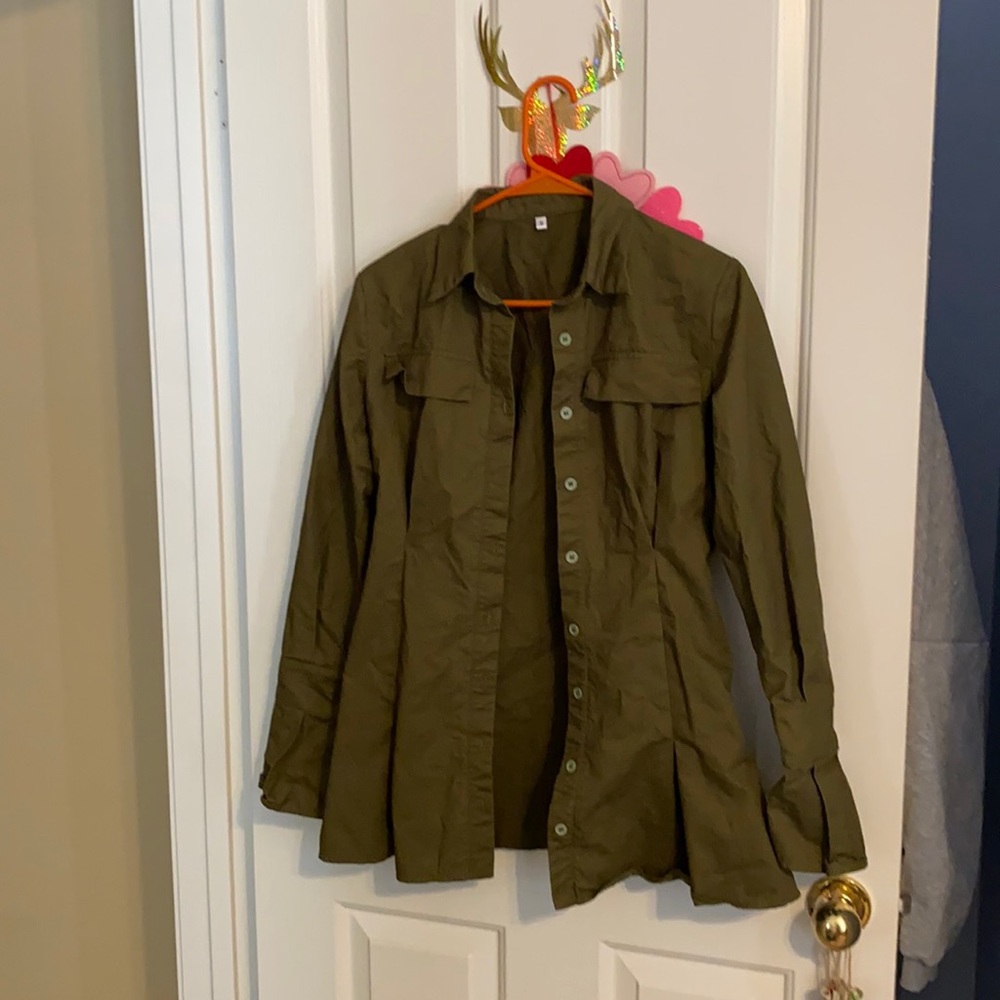 Army green shirt dress